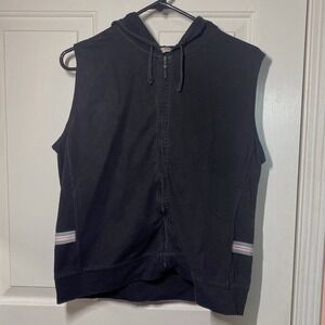 Bsn Sport Sleeveless Zip Up Hooded Vest Light Jacket Stripe Design on Side | XL